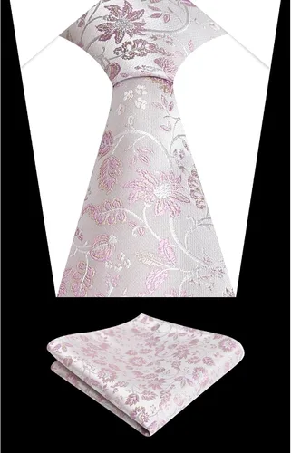 Vista 36 de Alizeal Mens 3.15inches Leaf Flower Pattern Tie with Floral Pocket Square Set