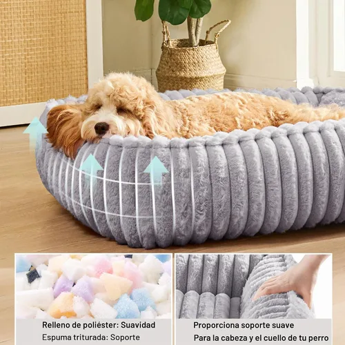 Vista 4 de Cama para perros pequeños, cama calmante para gatos de interior Gris