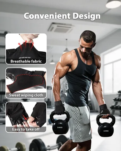 Vista 4 de RIGWARL Guantes de entrenamiento, guantes de fitness ligeros con protección completa de la palma y excelente agarre para hombres y mujeres, guantes