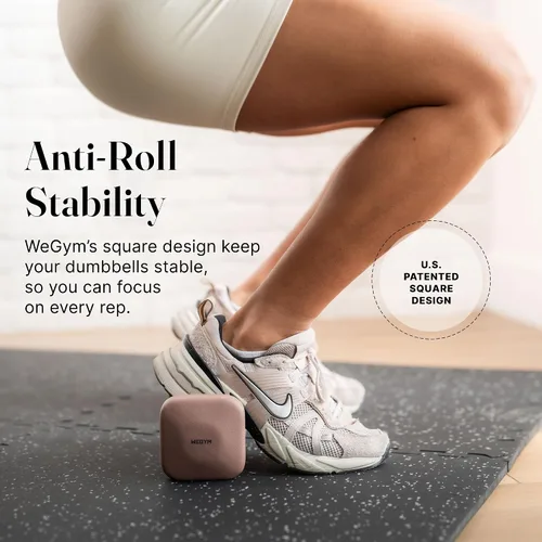 Vista 78 de WeGym SafeGrip - Mancuernas cuadradas con asas antideslizantes, pesas libres estéticas para entrenamientos en casa, diseño estable que evita rodar