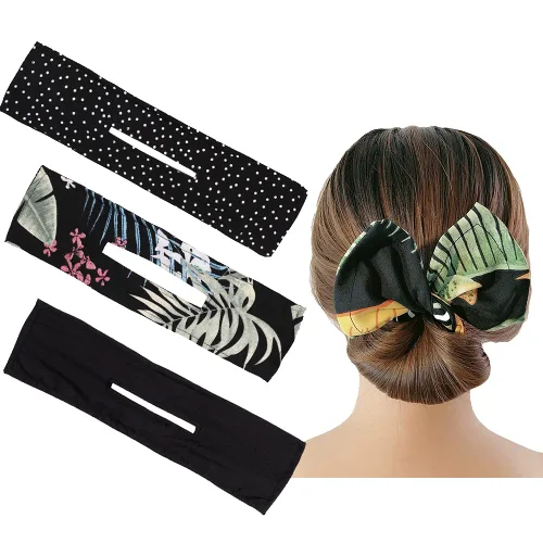 Vista 8 de 3 pinzas para el cabello de alambre para peinados rápidos de moño y moño, bandas grandes de tela, bandas para el pelo de dona, moños para mujeres