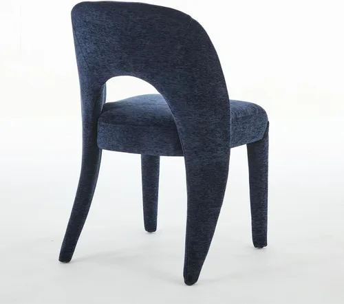 Vista 7 de Set of 2 Dining Chairs with Hollowed-Out Backrest, Chenille Upholstered Desk Chair and Table & Chair Sets for Kitchen and Dining Room,Blue