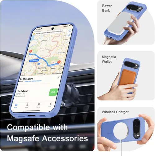 Vista 516 de Funda para Google Pixel 10 Pro XL, cubierta magnética mate, color negro Fit for MagSafe, Screen Protector included, Shockproof Military Grade