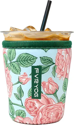 Vista 96 de Fundas de neopreno reutilizables aisladas para café helado, fundas para tazas de café helado, fundas para bebidas heladas y calientes