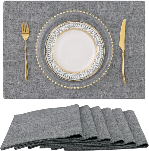 Vista 47 de homing - Juego de 4 manteles individuales de algodón y lino, manteles de tela lavables para mesa de comedor de estilo rústico para interiores y Negro