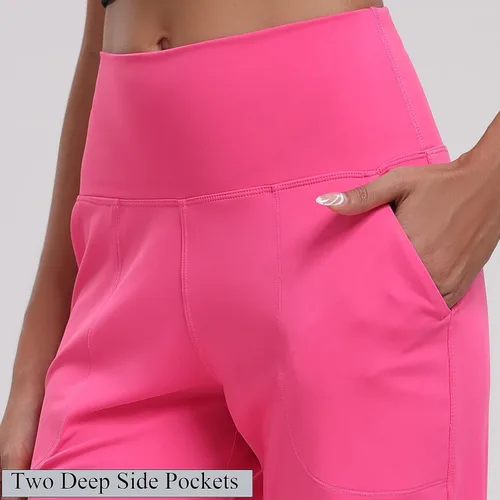 Vista 3 de Oalka - Pantalones deportivos para mujer, con cintura alta y bolsillos, para hacer deporte, yoga y entrenar