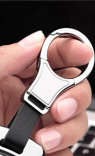 Vista 4 de ontto - Funda para llave de VW (piel, llavero, llavero), diseño de llave de metal