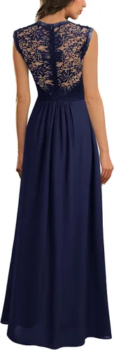 Vista 2 de Miusol - Vestido de mujer casual con cuello en V sin mangas estilo vintage para boda maxi vestido