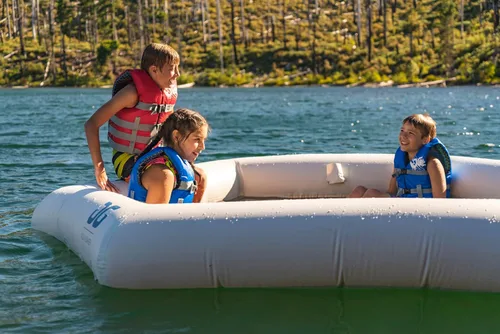Vista 5 de AQUAGLIDE Soaker Lounge - Flotador inflable para 5 personas con malla, multicolor, 27.559055118110237