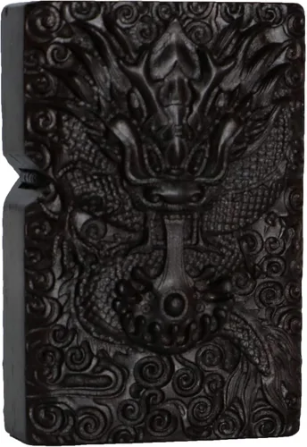 Vista 22 de Caja de carcasa de madera de ébano negro natural tallada para módulo Zippo (Serpiente Cobra)