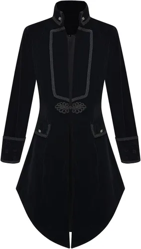 Vista 4 de SUPLEAP Chaqueta estilo vintage gótico victoriano para mujer, abrigo largo Steampunk