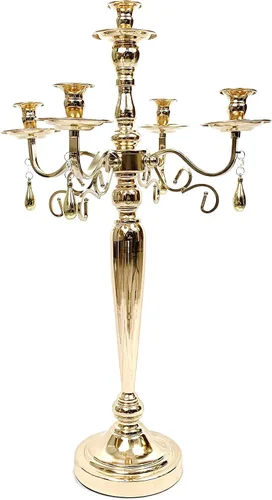 Vista 5 de allgala Portavelas decorativo votivo chapado en cristal (12 pulgadas, dorado)