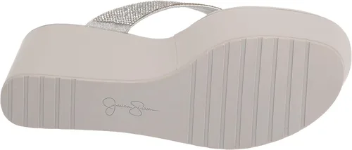 Vista 4 de Jessica Simpson Womens Stilla Rhinestone Flip-Flop Wedge Sandals