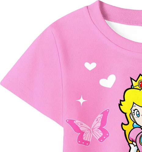 Vista 5 de FLUTTERII Toddler Girls Princess T Shirt Tee Tops Kids Costume Game Crew Neck Short Sleeves Clothes Outfits Party