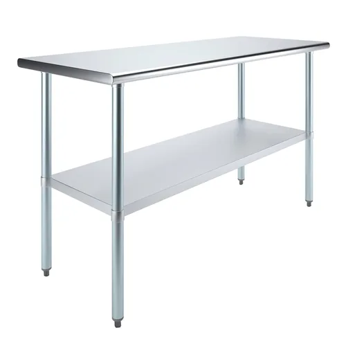 Vista 37 de AmGood Mesa de trabajo de acero inoxidable con estante inferior Preparación de alimentos NSF Estación de trabajo utilitaria