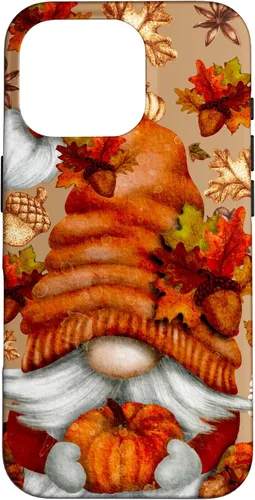 Vista 20 de Brown Fall Themed Gnome Pumpkin Cute Pattern Autumn Leaves Case for iPhone 16