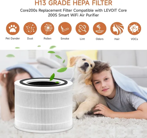 Vista 5 de Paquete de 2 filtros de repuesto Core 200S compatibles con LEVOIT Core 200S Smart WiFi purificador de aire