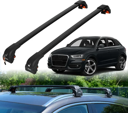 Vista 24 de ERKUL Barras Transversales de Techo para Audi Q3 2012-2018 Barras Transversales de Aluminio con Candado Antirrobo para Techo Compatible con Negro