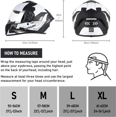 Vista 3 de Casco integral para motocicleta aprobado por DOT para adultos, ligero con ventilación, equipo de conducción para todas las estaciones, forro