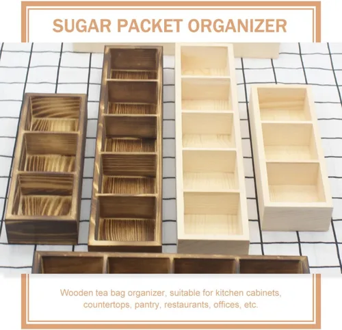 Vista 3 de Wood Tea Bag Holder Organizer with 3 Compartments for Coffee Bags