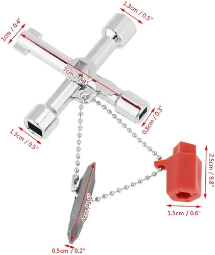 Vista 2 de Sheens Llave de intersección universal multifuncional de 4 vías para armario eléctrico, válvula de medidor de agua, 10 Uds