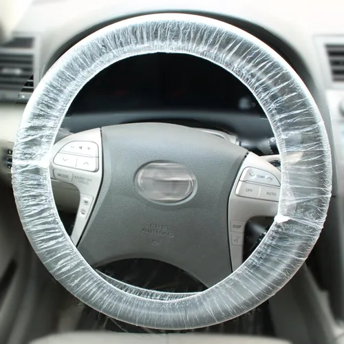 Vista 3 de TMAX Juego de 100 fundas de asiento de plástico desechables para automóvil, fundas de asiento transparentes para mecánicos, mascotas, valet