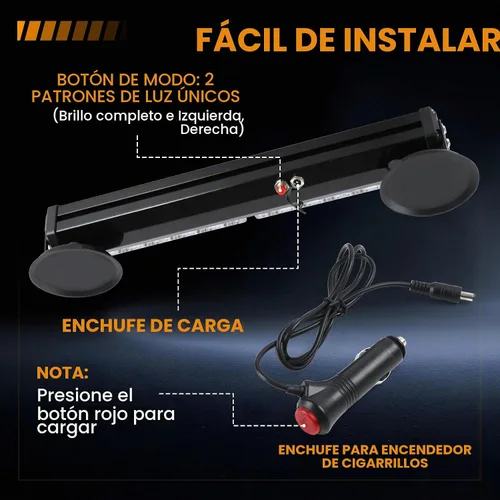 Vista 7 de Barra de luces de emergencia inalámbricas ámbar/blanca para camiones, vehículos