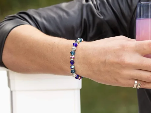 Vista 9 de Pulsera elástica de alerta médica, pulsera de identificación médica de repuesto intercambiable, etiqueta de identificación no incluida, cristales