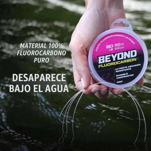Vista 4 de Beyond Fluorocarbon Leader - Línea de pesca 100 % puro de fluorocarbono, altamente resistente a la abrasión, invisible bajo el agua, resistente a