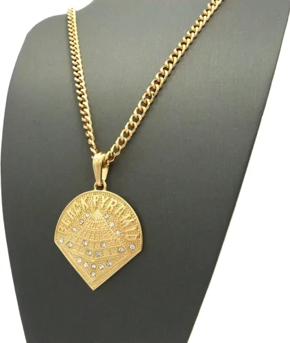 Vista 4 de Brilliant Jewelers USA - Collar de cadena de eslabones cubanos para hombre, diseño de pirámide de hip hop