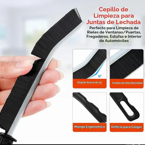 Vista 5 de Herramienta de cepillo de limpieza para grietas, cepillo de cerdas duras resistente para limpieza profunda, limpiador de lechada ultrafino