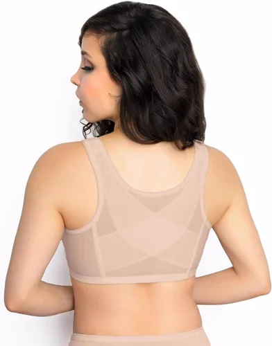 Vista 3 de Exquisite Form 5100565 FULLY - Brasier de soporte de espalda y postura sin cordón con cierre frontal, Negro, rosa beige, azul marino, nogal, blanco
