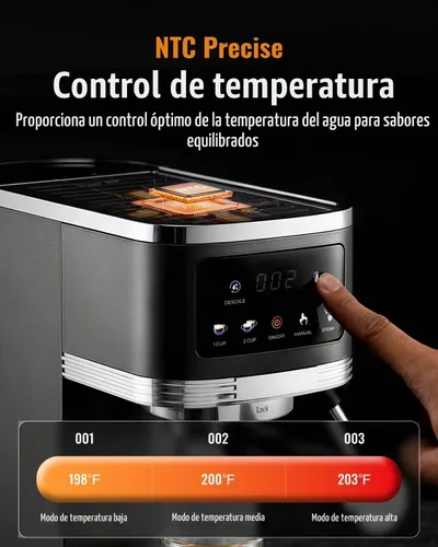 Vista 4 de SHARDOR Máquina de café expreso de 20 bares, máquina de café espresso profesional con espumador de leche y pantalla táctil, máquinas de café