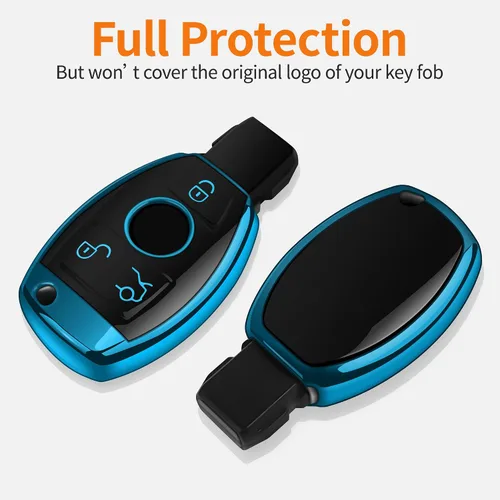 Vista 3 de Funda para llave Mercedes Benz con llavero, carcasa de protección completa de TPU suave compatible con LS CLK AMG ML C CL E S SL SLK G GLC GLE GLS M