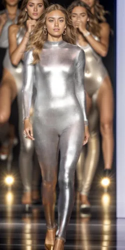 Vista 2 de Speerise - Unitardo, catsuit de manga larga para mujer, color metálico brillante