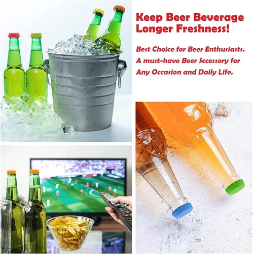 Vista 3 de Tapas para botellas, tapas de botellas de cerveza, de silicona, reutilizables, para refrescos, bebidas, HomeBrew, utensilios de cocina, evitar