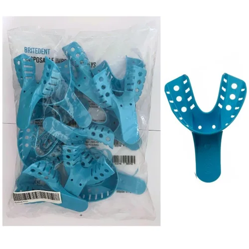 Vista 15 de Bandejas de impresión dental perforadas sin látex desechables bolsa de 12 piezas (#1 grande superior)