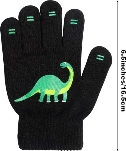 Vista 2 de SUNNEEHOME Kids Gloves Winter Bulk for Boys or Girls Gloves Warm Knitted Stretchy Full Fingers Gloves for Birthday Gift