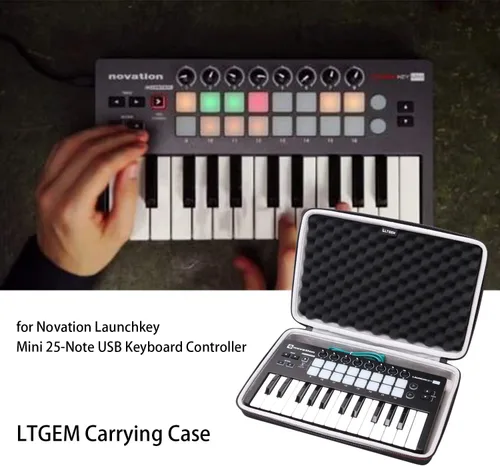 Vista 7 de LTGEM - Funda rígida de EVA para Novation Launchkey Mini teclado USB de 25 notas controlador MK2 - Bolsa protectora de viaje para almacenamiento