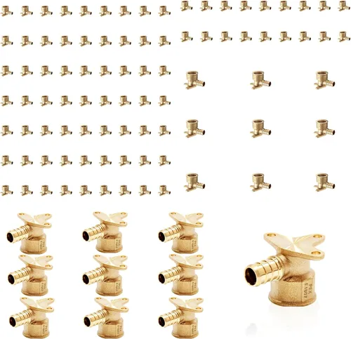 Vista 9 de PEX Fittings, 1/2" PEX x 1/2" hembra NPT Drop Ear Elbow Accesorios de engarce de latón PEX, para fontanería de tubería PEX, ASTM F1807