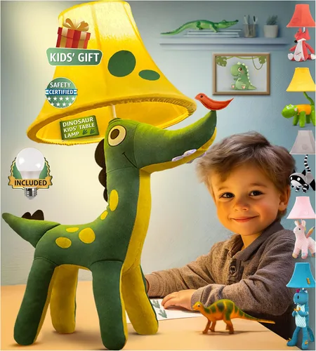 Vista 17 de Lámpara infantil de dinosaurio para dormitorio de niños, 27 pulgadas, lámpara de niños para habitación de niños, bonitos regalos de Navidad, regalos