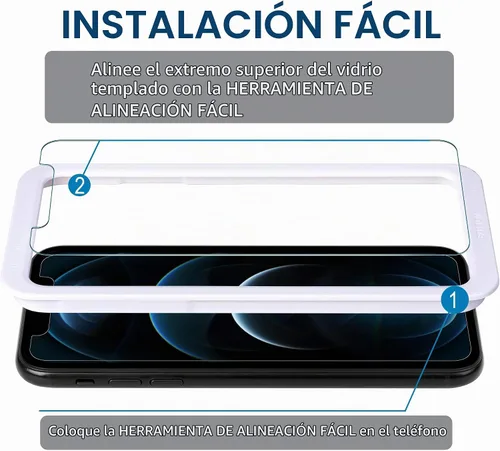 Vista 3 de Arae Protector de pantalla para iPhone 12 Pro Max, vidrio templado HD antiarañazos, funciona con la mayoría de las fundas, 6.7 pulgadas, paquete de 3