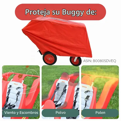 Vista 7 de Children's Factory Cochecito de 4 Pasajeros con Llantas "Fat Tire" que Nunca se Desinflan Bye-Bye Buggy, Cochecito Rojo para Múltiples Pasajeros