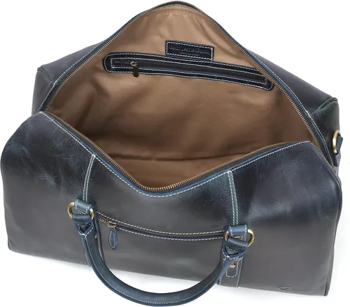 Vista 2 de Bolsa de viaje de cuero Bolsa deportiva para gimnasio, bolsa de mano para equipaje de avión, regalo para el día del padre por Aaron Leather Goods