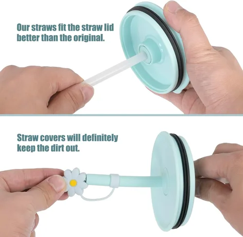 Vista 4 de Greant 6 popotes para vaso Hydro Flask de 32 onzas, 7.76 pulgadas, a prueba de polvo, para vaso HydroFlask de 32 onzas, popote para tapa a presión