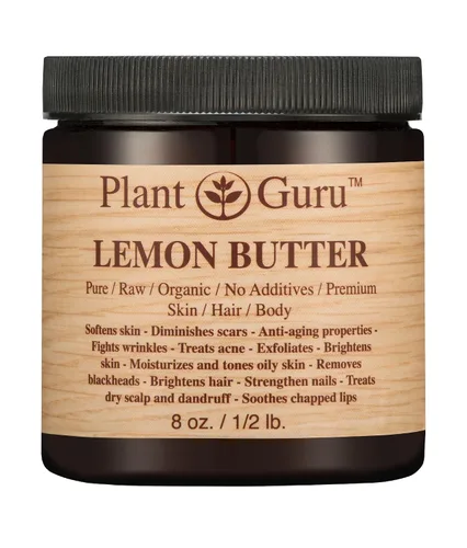 Vista 4 de Mantequilla corporal de limón 4 oz. 100% pura cruda, fresca y natural, prensada en frío. Hidratante para la piel, cuerpo y cabello, cremas