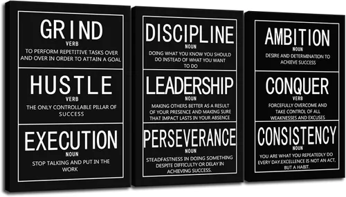 Vista 31 de Arte de Pared Motivacional 40 Razones para Entrenar 3 Piezas Pintura Impresión en Lienzo Decoración de Oficina Póster Mentalidad Millonaria