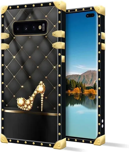 Vista 8 de Funda compatible con Samsung Galaxy S10 Plus, J Crown Queen con estampado de leopardo de lujo, elegante, suave, TPU a prueba de golpes, protección