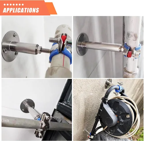 Vista 7 de 6 piezas de soportes de tubo para montaje en pared y techo, de acero inoxidable 304, adecuados para tubo con diámetro exterior de 15-19 mm, altura