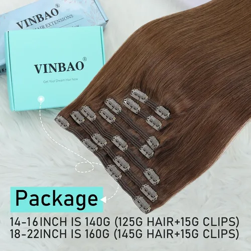 Vista 16 de VINBAO Extensiones de cabello humano con clip, balayage, color marrón ceniza a rubio caramelo, 14 pulgadas, 6 unidades, 3.53 onzas, 6